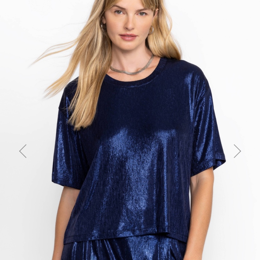 NWT Johnny Was Andi Tee blue sz S Retail $138